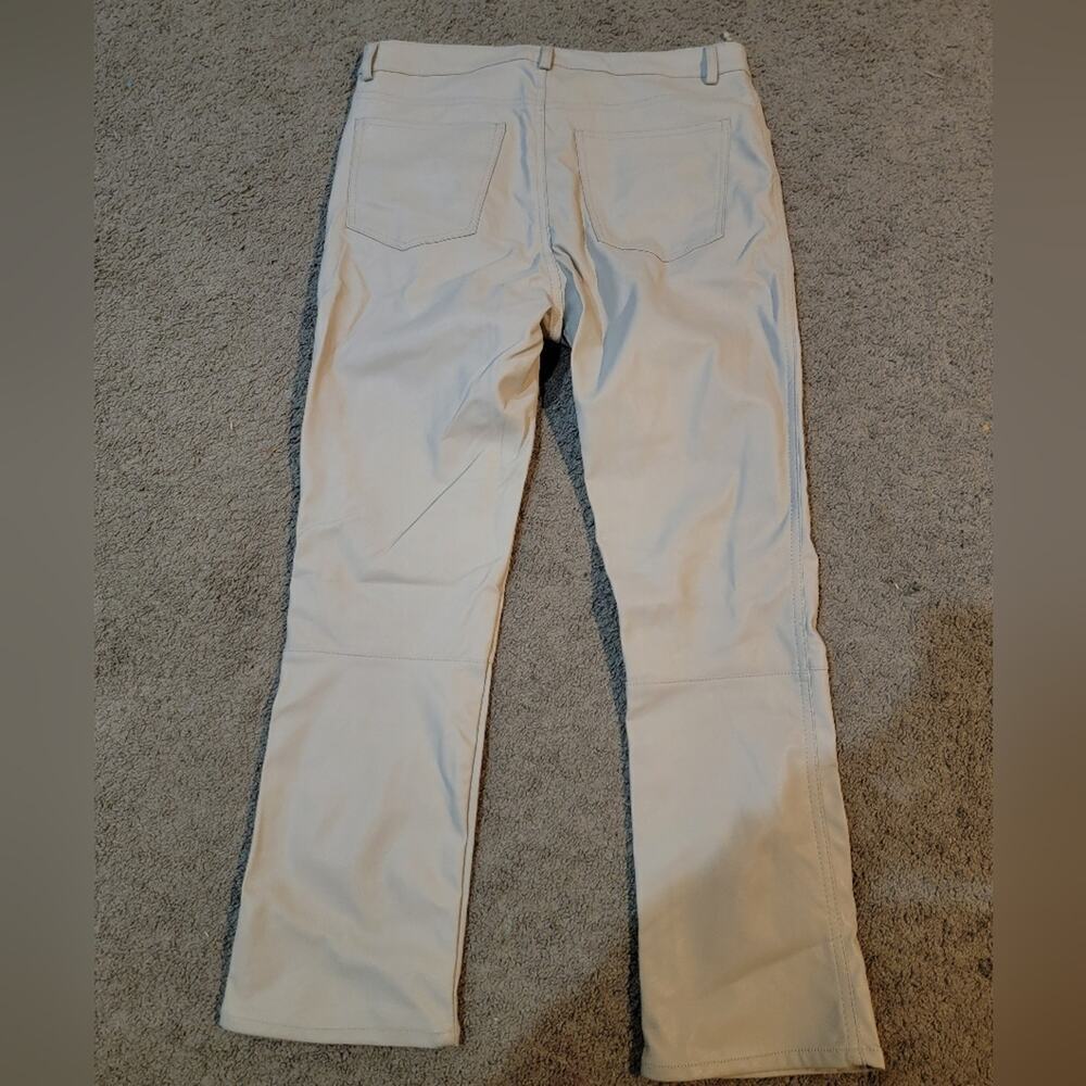 Women's Beige H&M Leather Straight Leg Pants Sz 12 - Picture 5 of 8